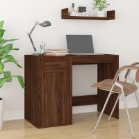 vidaXL Escritorio madera contrachapada color 100x49x75 cm en color Roble Sonoma/Marrón roble/Negro y más | estructura resistente ideal para salón dormitorio o estudio - details 1