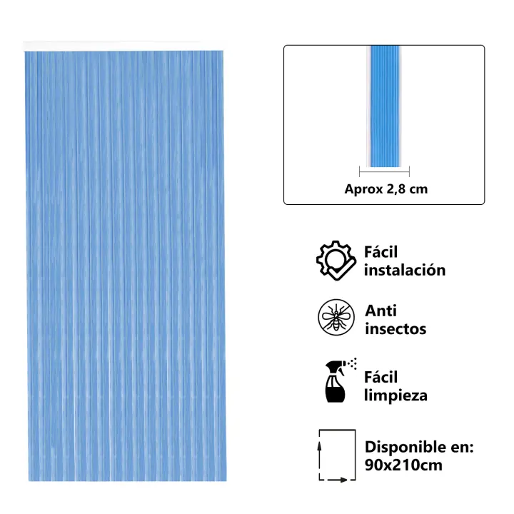 Cortinas para Interior o Exterior Anti insectos  90x210 cm de PVC con Barra de Aluminio, Anti Moscas e Insectos. Ideal para Porche, Cocina y terraza. Fácil Instalación. - 1