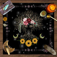 Mantel De Tela Para Cartas De Tarot 1pc Decoración De Juego De Cartas Pagan Con Fases De Luna Y Flores Estilo Pagan Para Atril Y Brujería - details 30