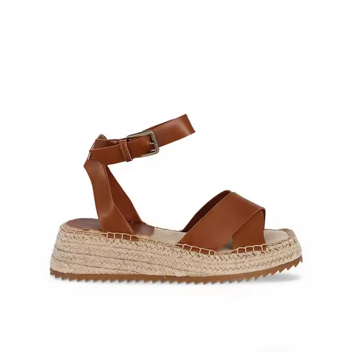 Blogger TERESA Sandalias con cuña para mujer marrones en sintético con hebilla 78501 - 1