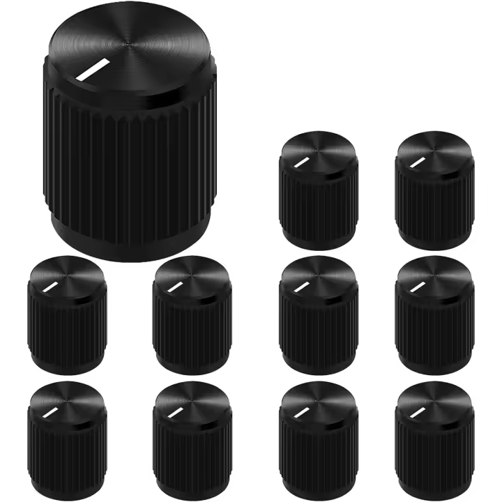 DaierTek 10PCS Nabo De Efecto De Guitarra Metálico Negro Potenciómetro Anodizado De Aluminio Con Tornillo Para Amp 1/4 - 1