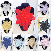 1PC Parche De Encaje Floral 3D Con Lentejuelas Bordado Multicapa Para Ropa Material De Sastre DIY Hecho a Mano Vestido De Noche Brillante - details 0