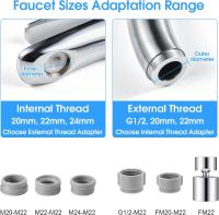 Aireador de grifo giratorio de 360 ° Aireador de grifo de 2 flujos 22mm, ahorra de agua a prueba de salpicaduras Cocina Cuarto de baño Grifo de fregadero Grifo Cabezal de pulverización Pulverizador Bubbler, FM22 - details 1