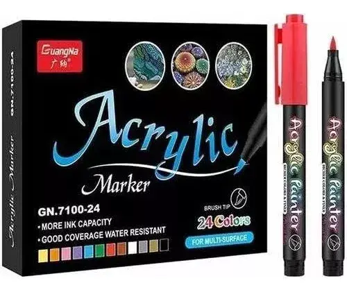 Rotulador acrílico de Color, bolígrafo de pintura de 24 núcleos - 1