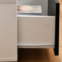 HOMCOM Mueble de TV para Televisores de hasta 60" Mesa para TV de Salón Estilo Moderno con 2 Cajones y Compartimento Abierto 140x30x32 cm Blanco y Negro - details 3