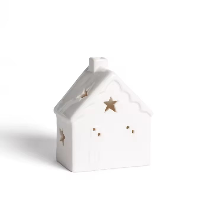 Ledkia Casita de Navidad LED Cerámica con Batería Bianca Blanco - 1
