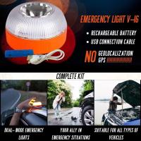 Luz de Emergencia V16 Homologada para Señalización en Carretera de Coche y Moto. Luz Amarilla Intermitente y Blanca Fija con Encendido Automático, Base Imantada y Batería Recargable. - details 0