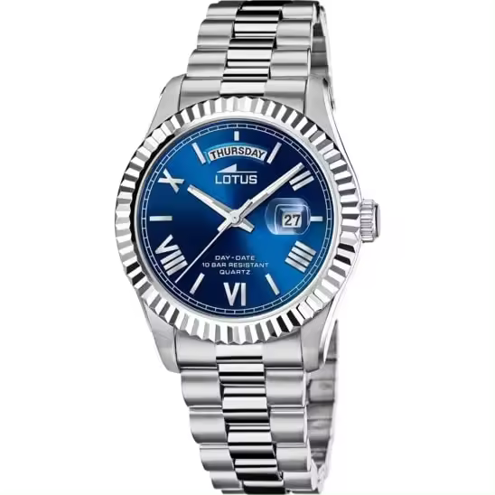 Reloj Lotus de Acero Inoxidable con Movimiento de Cuarzo y Resistencia Al Agua de 10 ATM - Azul - 1
