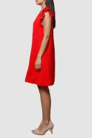Vestido liso para mujer marca BanBat, con cuello redondo y manga corta con un delicado detalle de volantes en los hombros que le aporta un toque único y elegante- REF: P58871-1 - details 4