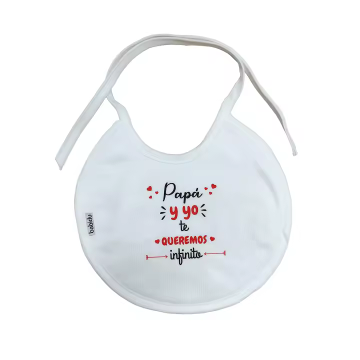 Body , Babero ó Pack de Body+Babero para bebé con frase : " Papá y Yo Te Queremos Infinito " REGALO BEBES REGALO PAPÁS Papá Madre - 1