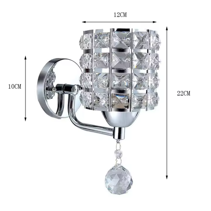 Lámpara De Pared Decorativa De Cristal Simplicidad Luz De Cristal Para Dormitorio Sala De Estar Dorado/Plata Iluminación De Cristal Para El Hogar - 1