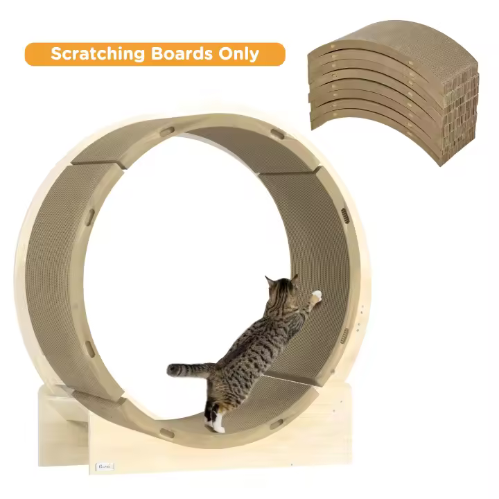 PawHut Rascador para Gatos, Juego de 8 Piezas de Cartón Rascador Reciclable, Alfombrillas Rascadoras de Cartón Corrugado para Ruedas para Gatos, Gatos de hasta 5 kg, 55 x 25,5 x 3 cm, Marrón - 1