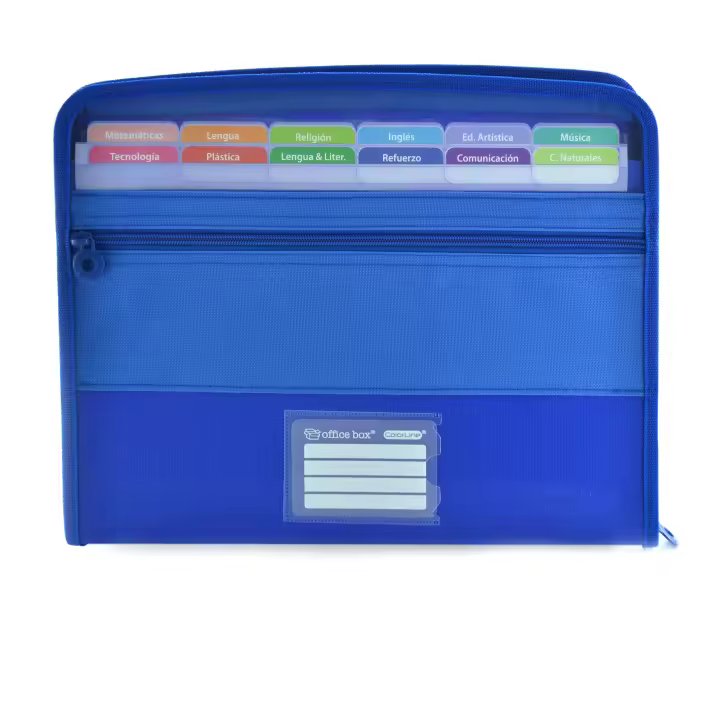 Office Box Carpeta Clasificadora VISION 12 Divisiones - Estuche Frontal - Cremallera - Laterales Reforzados - 1