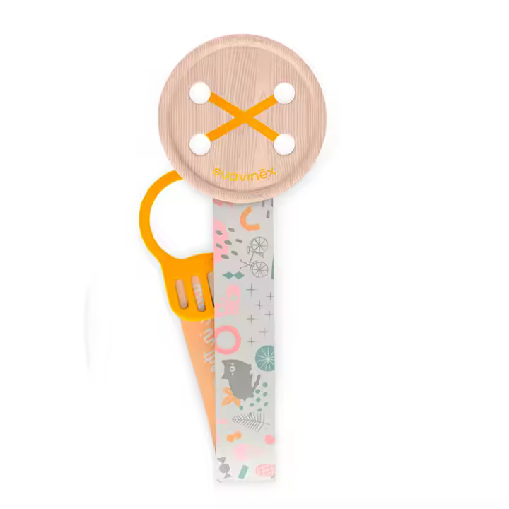 Suavinex Broche Pinza Botón Redondo Con Cinta Mostaza Walk In The Park 171169 - 1