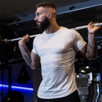 Camiseta Deportiva De Hombre Para Gimnasio Y Fitness Camisetas Musculadas De Moda Cortas Transpirables Para Verano Talla Slim Fit - details 8