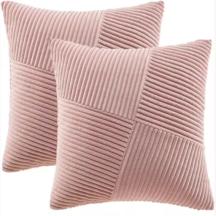 Fundas Cojines 45x45 Marrón Claro de Pana Suave y Duradera,Funda Cojines con Cremallera Oculta para Sala de Estar, Sofás, Camas, Sillas Dormitorio Jardín Coche 2 Piezas - 1