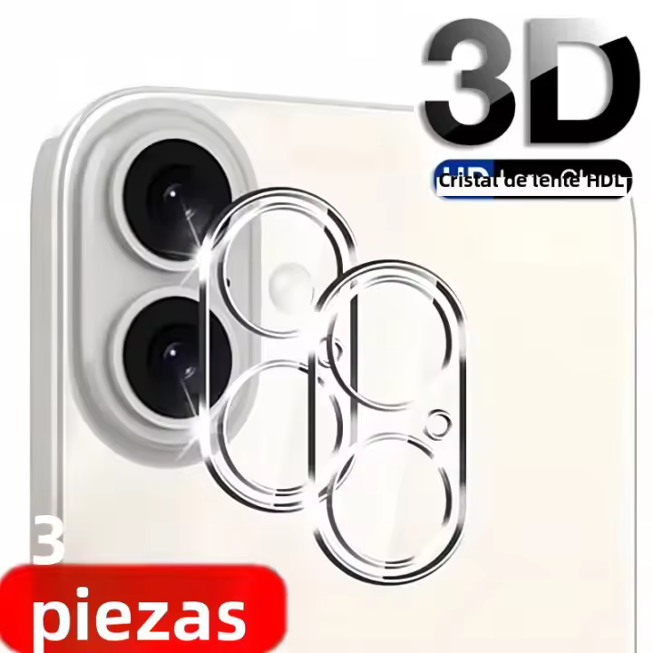 3PCS Lentes De Vidrio Para Cámara De iPhone 16 pro Max 16 plus 15pro Vidrio Protector HD Transparente Para iPhone 16pro - 1