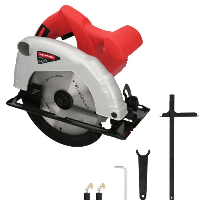 Sierra circular 1300 watt. disco 185 mm. 4.800 rpm corte a inglete con regulador de profundidad. ingletadora, sierra madera. - 1