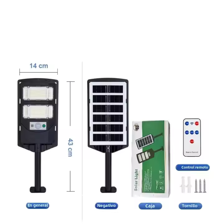 Lámpara Solar LED Super 8000W Exterior Con Sensor De Movimiento Y Luz De Inundación Solar Iluminación De Calle Solar Potenciada IP65 ABS - 1