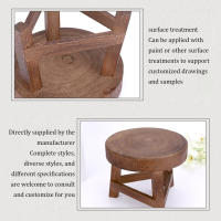 Banco Bajo De Madera Redondo Pequeño Soporte De Flor Taburete De Té Para Jardín Adorno De Piso Estilo Paisajista Sólido Sin Plegar - details 5