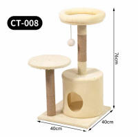 Torre Rascador para Gatos con Casa, 76 cm de Alto, Plataformas y Juguete Colgante, Color Beige - details 1