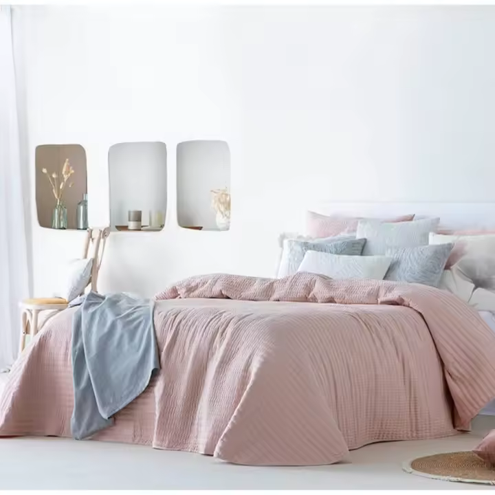 FUNDECO Edredón Colcha Bouti LINETTE Rosa para cama de 90 cm - 1