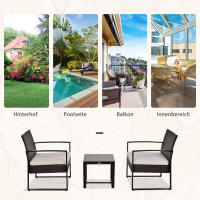Conjunto de Jardín Outsunny de traje de poliéster para 2 personas muebles de Balcón con muebles de color marrón y Crema, ¡Perfecto para Terrazas y Jardines! - details 2