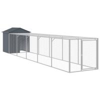 vidaXL Gallinero con Corral Jaula para Gallinas Pollos Acero Galvanizado Gris - details 1
