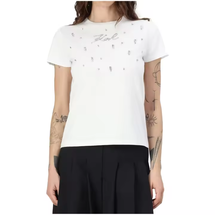 Camiseta KARL LAGERFELD con Pedrería y Logo en Strass Color Blanco - 1