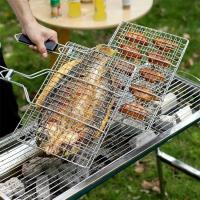 Cesta De Asado En Acero Inoxidable Con Sello Antideslizante Para Carne Y Vegetales Herramienta De Barbecue Resistente Al Calor Fácil De Limpiar Para Picnics Y Fiestas - details 4