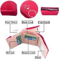 Monedero Mujer Cartera Pequeña Carteras Cuero con Muchas Ranuras para Regalos Tarjetas Crédito Monedas Dinero Fotos (Rojo Rosa) - details 4