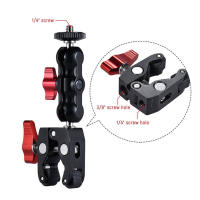 Adaptador De Doble Cabeza De Bola Super Clamp Para Cámara Y Monitor Con Base De 360° Compatible Con Tornillos De 1/4 "-20 Y 3/8 "-16 Para Video - details 2