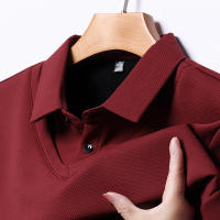 Camisa Polo Casual Para Hombres De Color Sólido Con Bloqueado Cómodo Para Todas Las Estaciones Versátil Top Antigüedad Doble - details 7