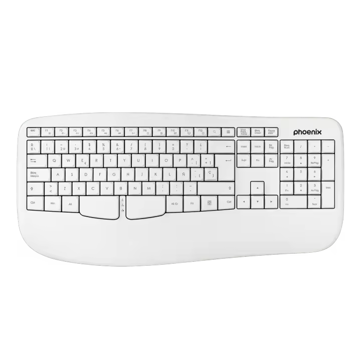 Phoenix k201 teclado ergonómico inalámbrico 2.4ghz blanco - 1