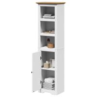 vidaXL Mueble de baño BODO 44x30x160 cm en color Blanco y marrón/Blanco/Gris | almacenamiento funcional diseño moderno para baño dormitorio sala - details 0