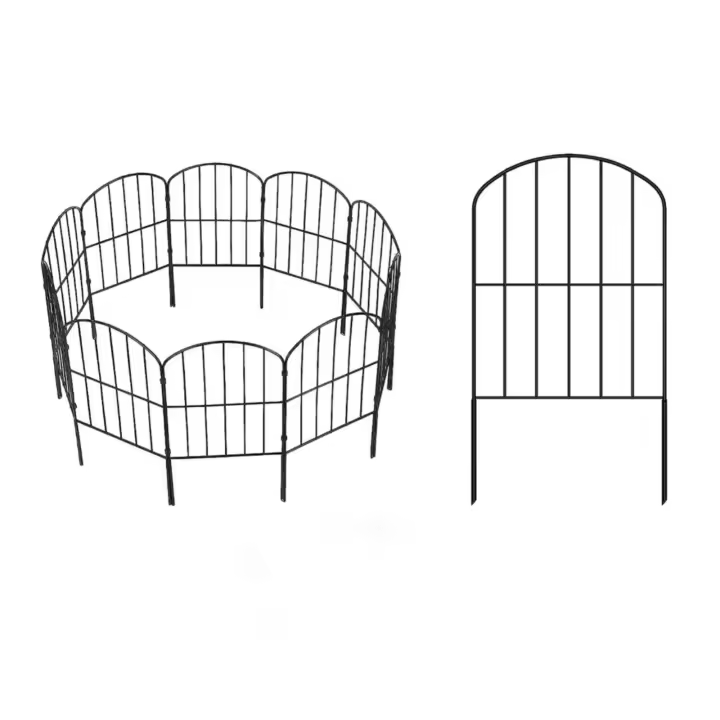 10 vallas decorativas de jardín, paneles metálicos inoxidables, valla exterior, barrera para animales, borde de valla de jardín para patio exterior, césped, jardín, parterre - 1