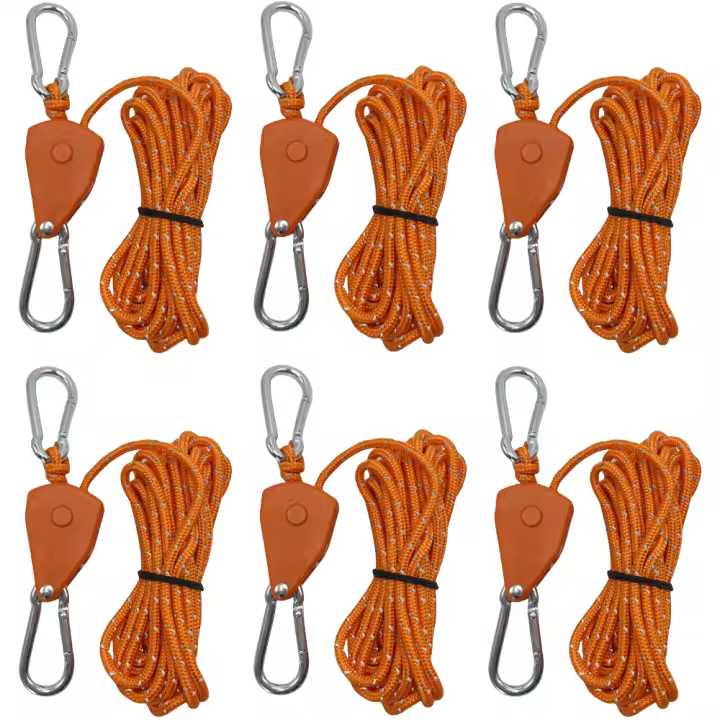 6Pcs Cuerda De Atado Para Acampar 4mm Afinador De Cuerda De Viento Hebilla De Pulley Ratchet Gancho De Cuerda De Tenda Accesorios De Tenda - 1
