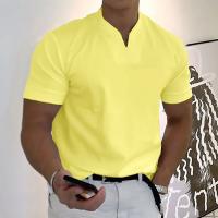 Camiseta Deportiva Para Hombre V-Neck Manga Corta Verano Fitness Collar Erguido Algodón Moda Ropa De Entrenamiento Base - details 14