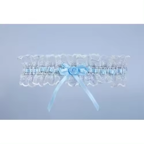 Liga de novia con detalles azules - Elegante accesorio de Lencería nupcial talla única hecho en España - 1