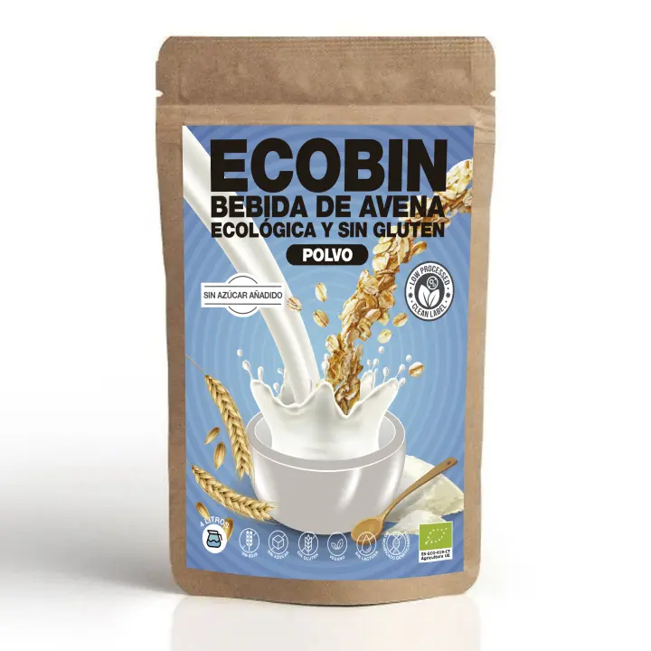 Leche De Avena En Polvo 400g, Ecológica, Sin Gluten, Sin Lactos, Sin Soja, Ni Azúcar o Aditivos Añadidos. ECOBIN - 1