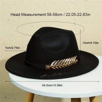 Sombrero De Vaquero Occidental Para Mujeres Con Borde Plano Y Cinturón Fedora De Jazz Color Sólido Clásico Para Hombres Y Mujeres En Todas Las Estaciones - details 1