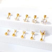Pendientes De Estilo Clásico Para Mujer Y Hombre Con Zirconia Brillante Y Cuentas Redondas Acero Inoxidable 16G 3-8mm - details 3