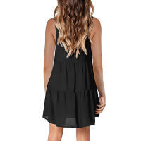 Vestido De Verano Para Mujer Estilo Casual Color Sólido Vestido Sin Mangas Cuello En V A-Line Largo Mini Polyester - details 6