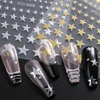 Pegatinas De Uñas 3D Metálicas Plateadas Y Doradas Estrella Disipada Adornos Para Manicura Arte De Uñas Decoración Y2K Tiras De Uñas Encanto - details 5