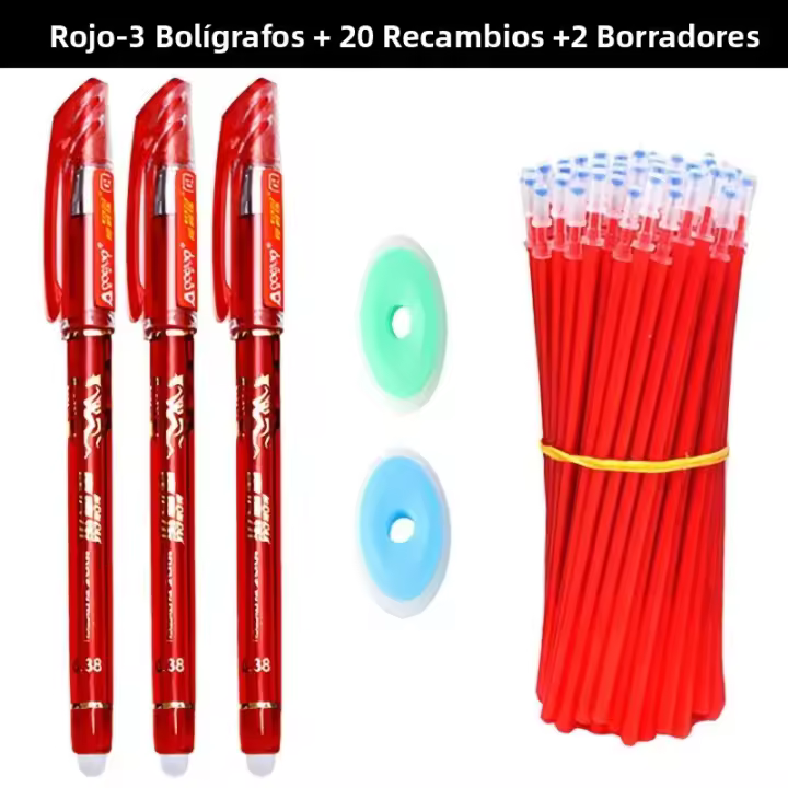Lápices De Gel Erasables Con Recarga De 20 Piezas Y 3 Unidades Lápices De Borrado Reutilizable Para Estudiantes Y Oficina Suministros Escolares - 1