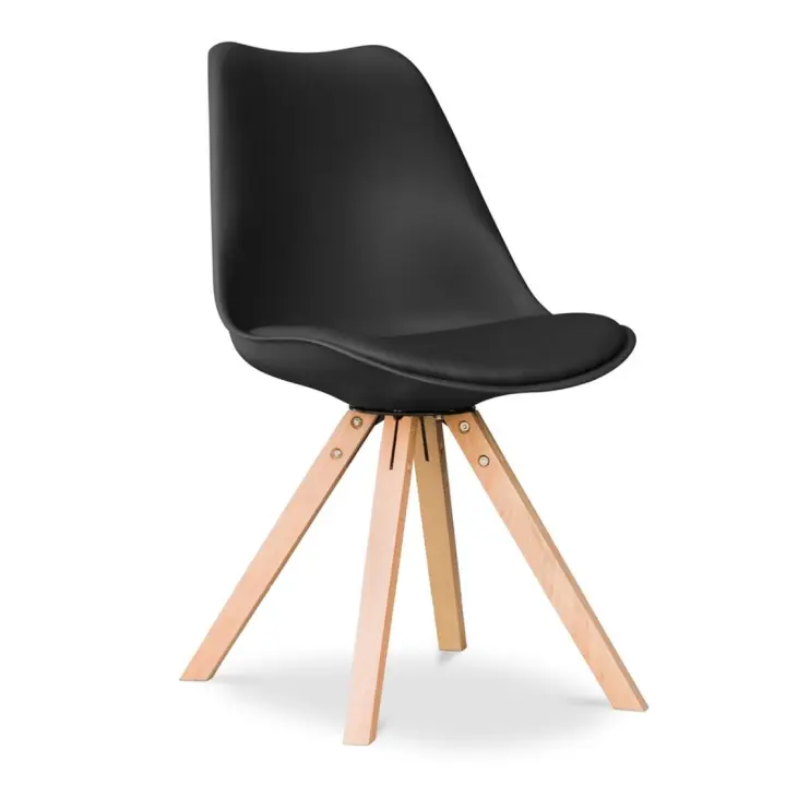 ORION91 Silla URSA Color Negro 🖤 Asiento Acolchado Piel Sintética y Patas Haya 49 x 43 x 81cm Comedor Oficina Salón Teletrabajo Cocina – SpazioLuzio - 1