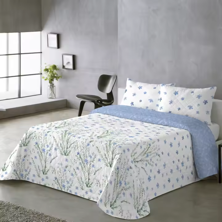 BOHEME - Colcha estampada reversible Valeria Azul - 1