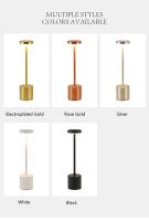 Lámpara De Mesa Recargable Táctil Metálica Con Luz Ambiental En 3 Colores Decorativa Para Club Y Dormitorio Luz Nocturna Retro - details 2