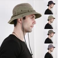 Sombrero De Pesca Para Hombres Sombrero De Pescar Ajustable De Malla De Algodón Sombrero De Sol De Exterior Estilo Cowboy Occidental Casquete - details 0