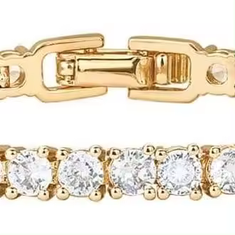 Pulsera DE TENIS Clásica de zirconia cúbica de 3mm with Chapado en oro de 14 Quilates | Pulseras de Oro para Mujer | Tamaño 6,5-7,5 pulgadas Gold Amarillo 6,5 pulgadas - 1